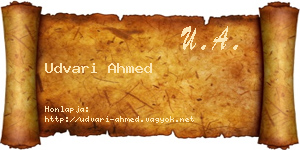 Udvari Ahmed névjegykártya